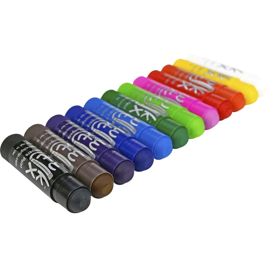 Kwik Stick Tempera Paint, 3.5", Assorted Colors, 12/Pack