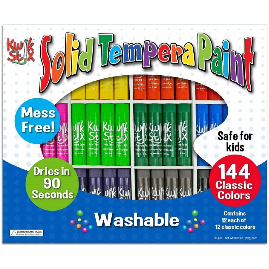 The Pencil Grip Kwik Stix 144-Piece Tempera Paint Sticks - 144 / Box - Assorted - 4