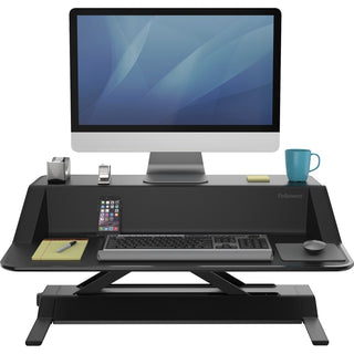 Lotus Sit-Stands Workstation, 32.75" x 24.25" x 5.5" to 22.5", Black