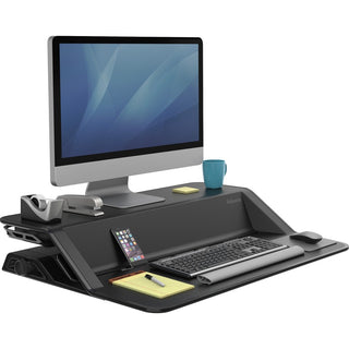 Lotus Sit-Stands Workstation, 32.75" x 24.25" x 5.5" to 22.5", Black