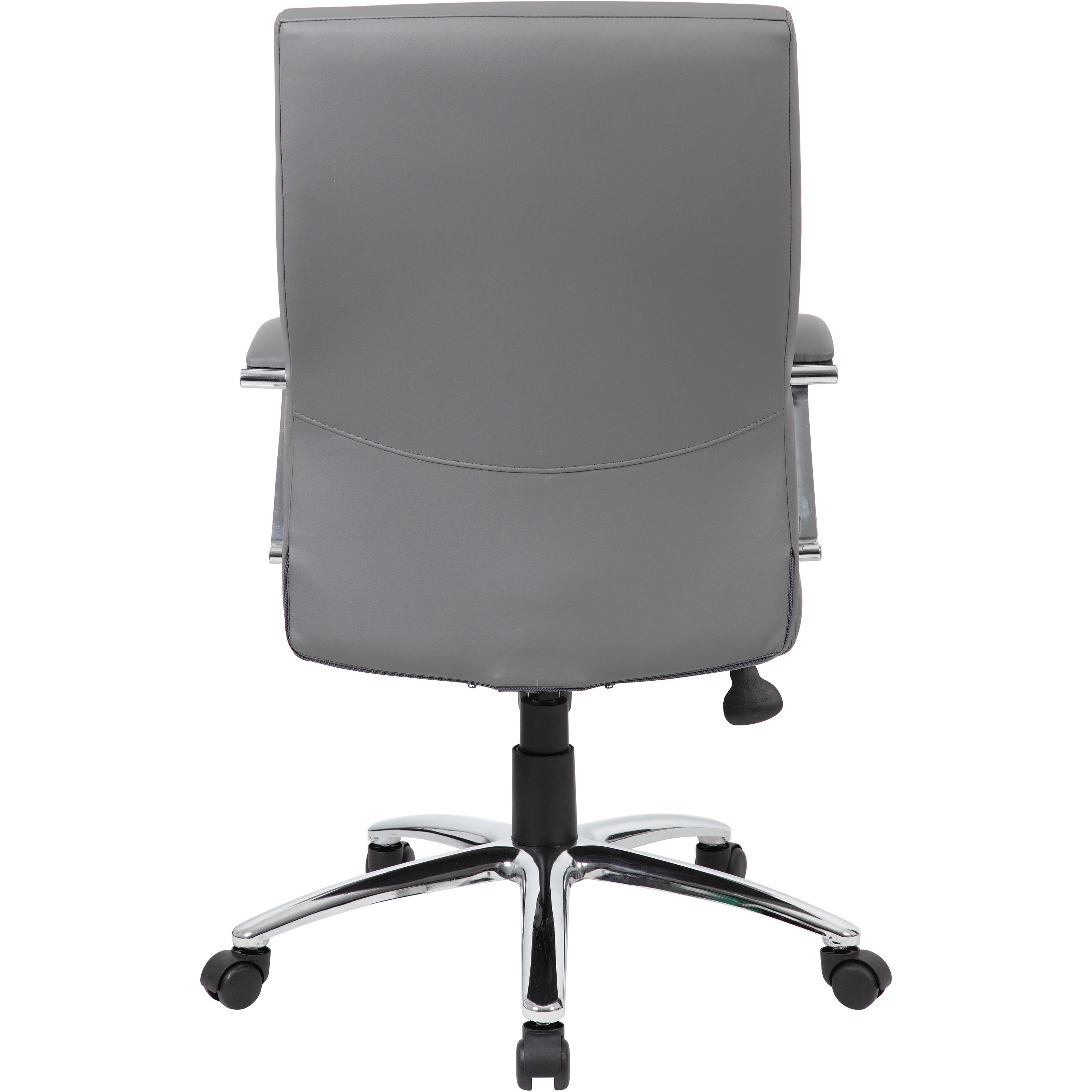 Boss B10101 Executive Chair - Gray LeatherPlus Seat - Gray Leather, Polyurethane Back - Chrome, Black Chrome Frame - 5-star Base - 1 Each - 4