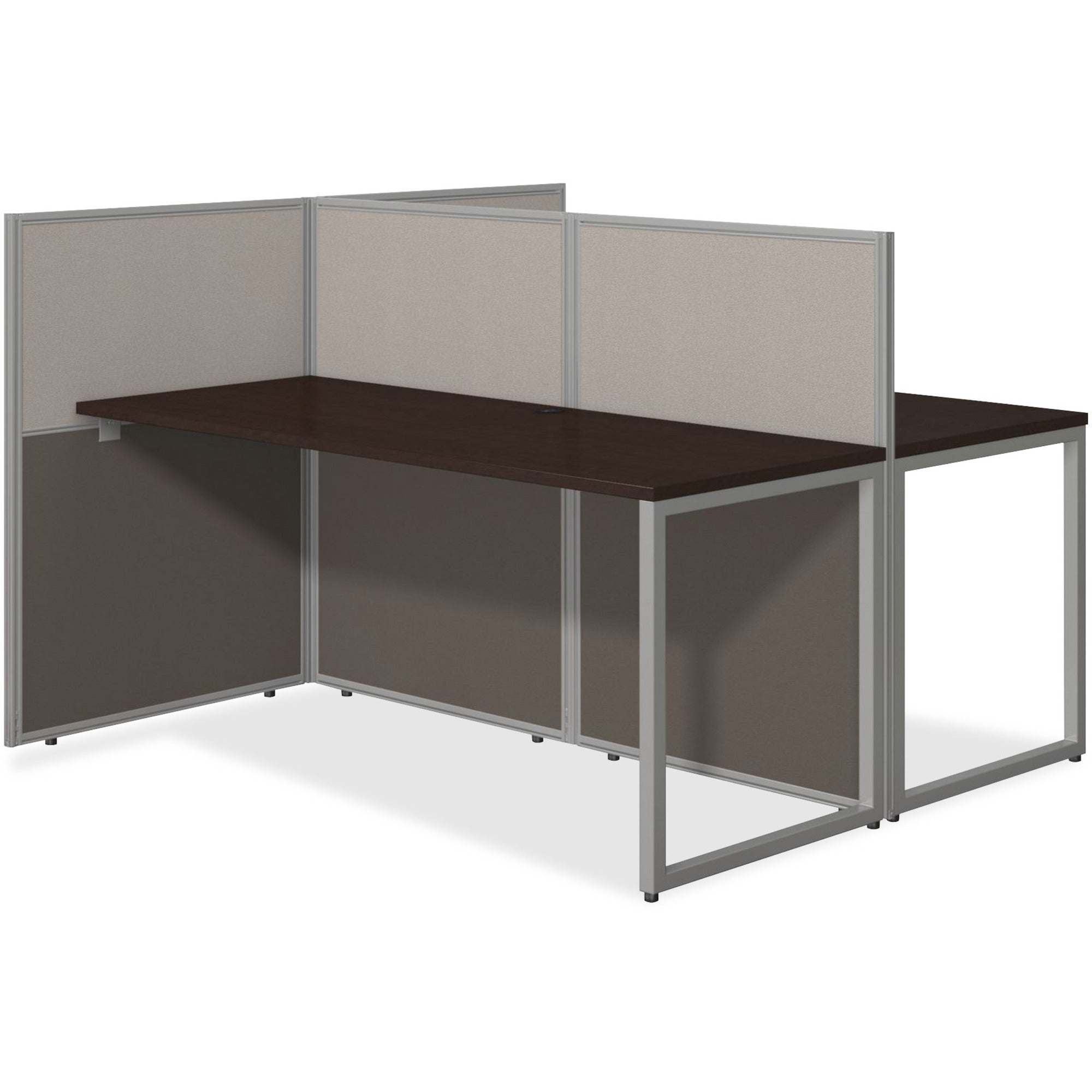 Bush Business Furniture Easy Office 60W 2 Person Straight Desk Open Office - For - Table TopThermofused Laminate (TFL), Mocha Cherry Top x 1" Table Top Thickness - 44.88" Height x 60.04" Width x 60.04" Depth - Assembly Required - Light Gray, Storm Gr - 