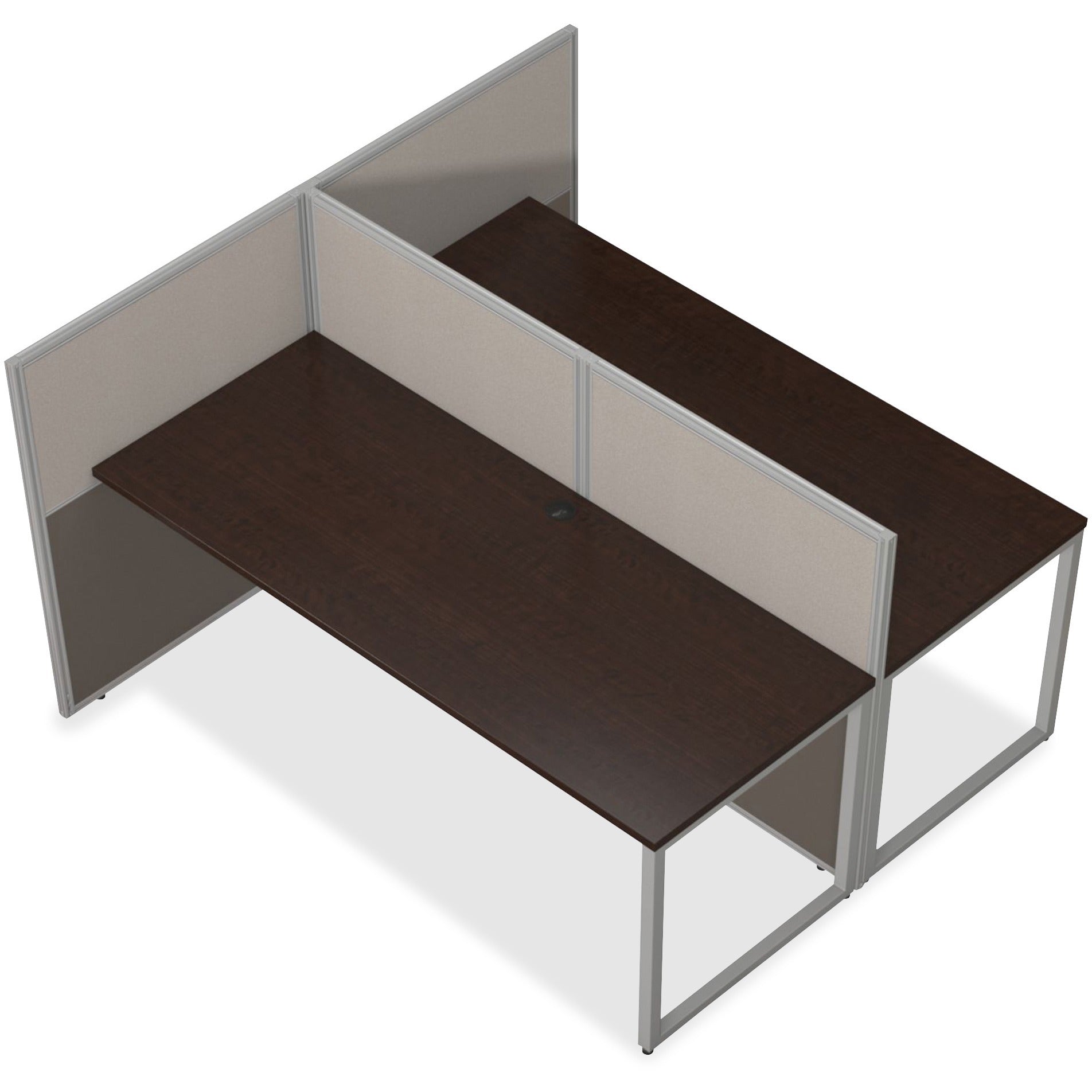 Bush Business Furniture Easy Office 60W 2 Person Straight Desk Open Office - For - Table TopThermofused Laminate (TFL), Mocha Cherry Top x 1" Table Top Thickness - 44.88" Height x 60.04" Width x 60.04" Depth - Assembly Required - Light Gray, Storm Gr - 
