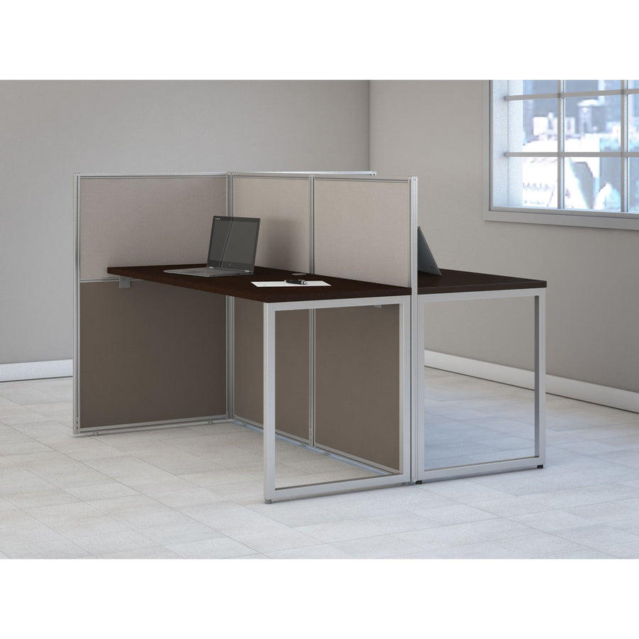 Bush Business Furniture Easy Office 60W 2 Person Straight Desk Open Office - For - Table TopThermofused Laminate (TFL), Mocha Cherry Top x 1" Table Top Thickness - 44.88" Height x 60.04" Width x 60.04" Depth - Assembly Required - Light Gray, Storm Gr - 