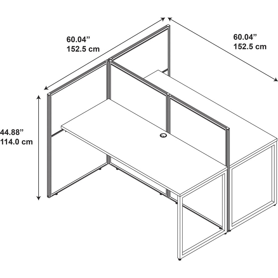Bush Business Furniture Easy Office 60W 2 Person Straight Desk Open Office - For - Table TopThermofused Laminate (TFL), Mocha Cherry Top x 1" Table Top Thickness - 44.88" Height x 60.04" Width x 60.04" Depth - Assembly Required - Light Gray, Storm Gr - 