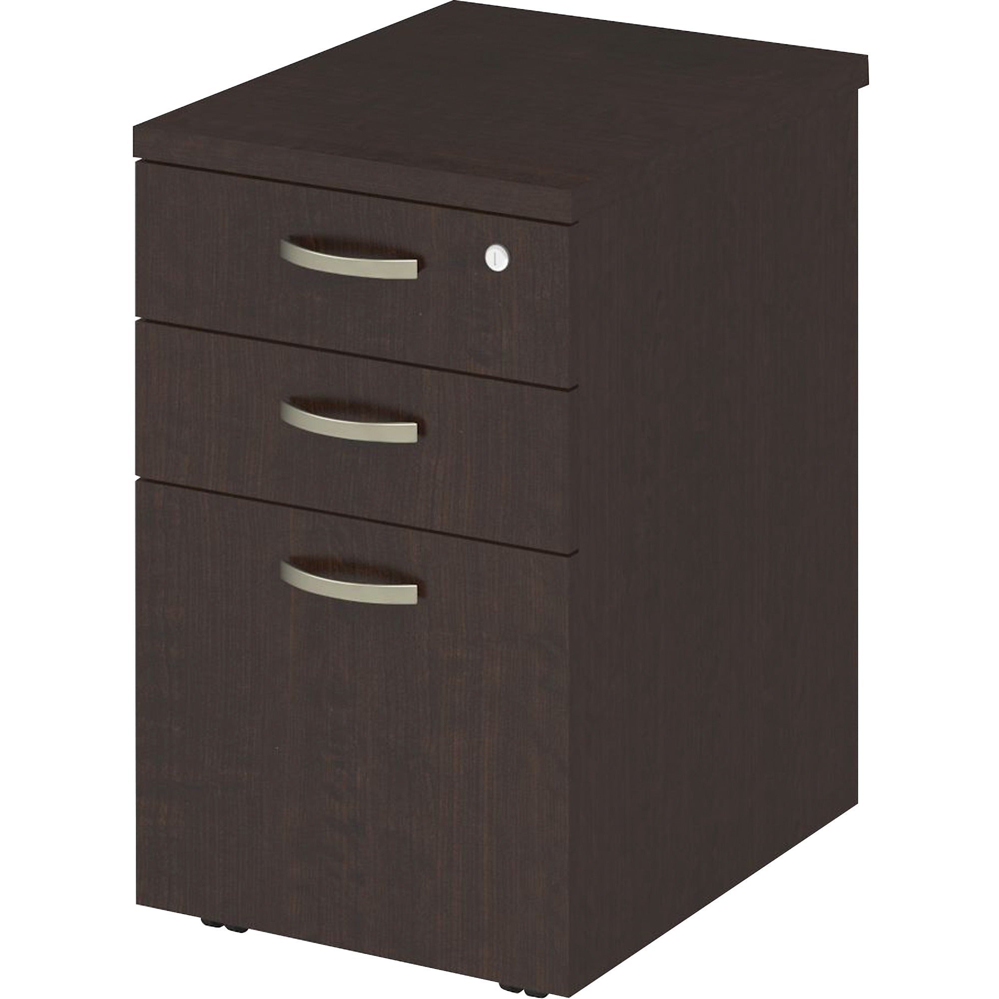 Bush Business Furniture Easy Office 16W 3 Drawer Mobile Pedestal - 16" x 20.1"25.4" - 3 x File, Box Drawer(s) - Material: Thermofused Laminate (TFL), Steel, Metal, Engineered Wood - Finish: Mocha Cherry, Laminate - 1