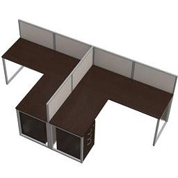 Bush Business Furniture Easy Office: 60W 2 Person L Desk Open Office with 3 Drawer Mobile Pedestals - Mocha Cherry - 2