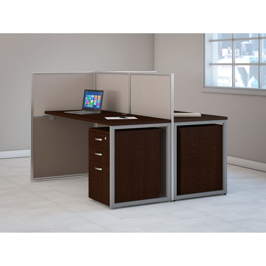 Bush Business Furniture Easy Office: 60W 2 Person Straight Desk Open Office with 3 Drawer Mobile Pedestals - Mocha Cherry - 2