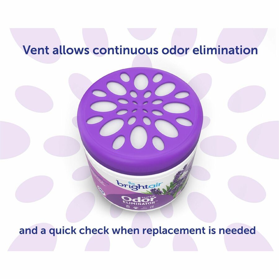 Super Odor Eliminator, Lavender and Fresh Linen, Purple, 14 oz Jar, 6/Carton