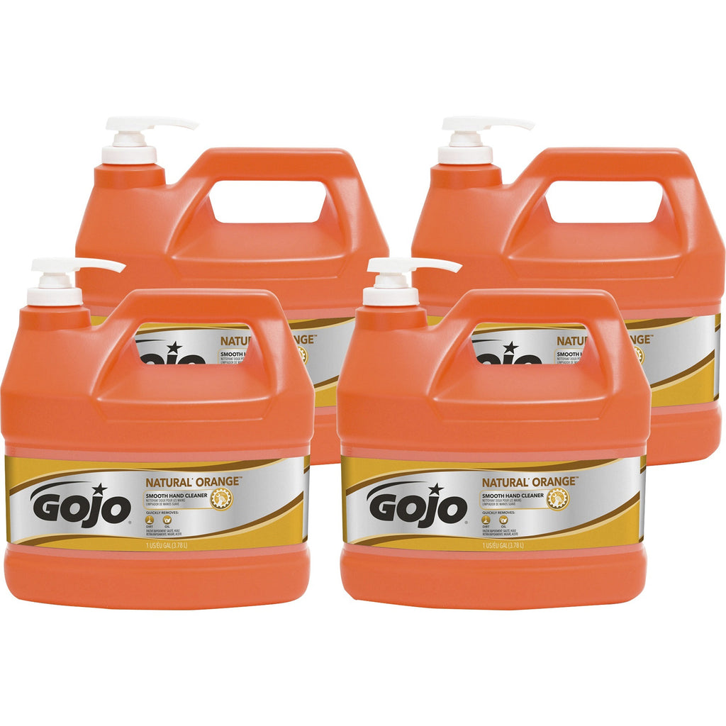 Gojo Natural Orange Smooth Hand Cleaner - Citrus ScentFor - 1 gal (3.8 L) - Pump Bottle Dispenser - Soil Remover, Dirt Remover, Grease Remover - Hand - Orange - 4 / Carton