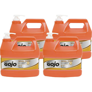 Gojo Natural Orange Smooth Hand Cleaner - Citrus ScentFor - 1 gal (3.8 L) - Pump Bottle Dispenser - Soil Remover, Dirt Remover, Grease Remover - Hand - Orange - 4 / Carton