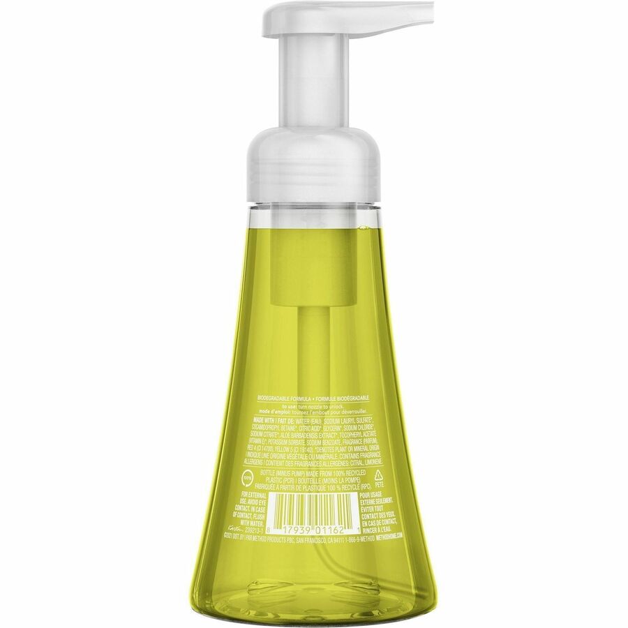 Method Foaming Hand Soap - Lemon Mint ScentFor - 10 fl oz (295.7 mL) - Pump Bottle Dispenser - Hand - Lemon Yellow - Paraben-free, Phthalate-free, Triclosan-free - 6 / Carton