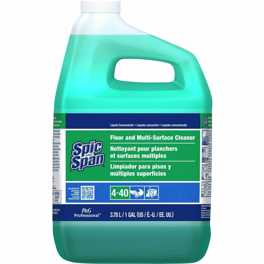 Spic and Span Floor and Multi-Surface Cleaner - Concentrate - 128 fl oz (4 quart) - 3 / Carton - Non-corrosive, Slip Resistant - Green