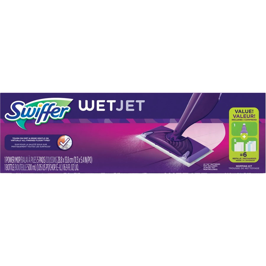 WetJet Mop, 11 x 5 White Cloth Head, 46" Purple/Silver Aluminum/Plastic Handle, 2/Carton