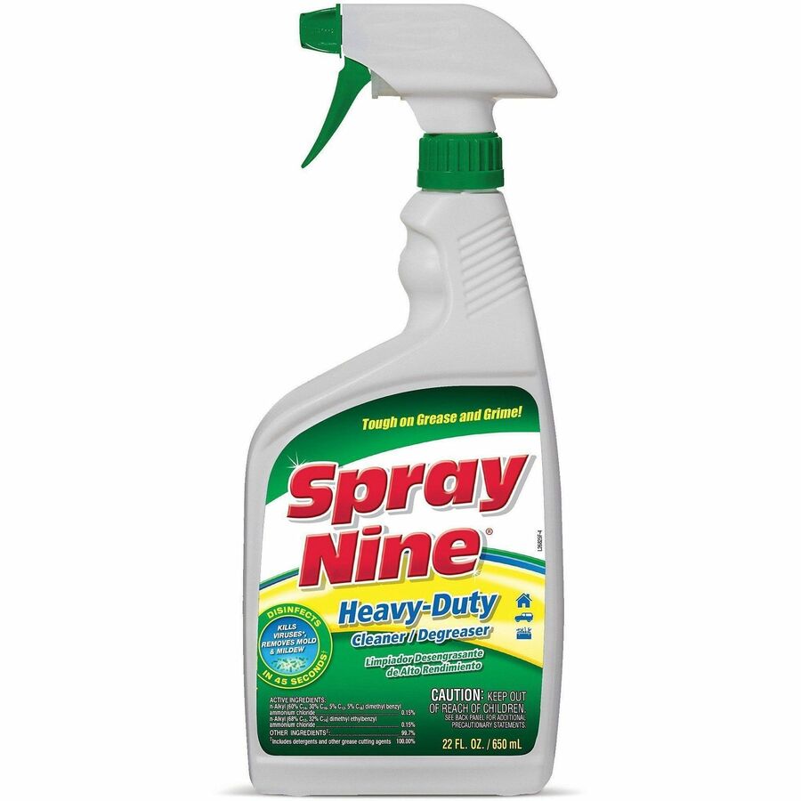 Spray Nine Heavy-Duty Cleaner/Degreaser w/Disinfectant - For Multi Surface - 22 fl oz (0.7 quart)Bottle - 12 / Carton - Disinfectant - Clear