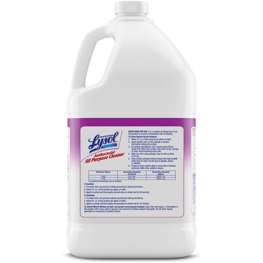 Professional Lysol Antibacterial All Purpose Cleaner - Concentrate - 128 fl oz (4 quart) - 4 / Carton - Heavy Duty, Anti-bacterial, Disinfectant - Clear/Fluorescent Green