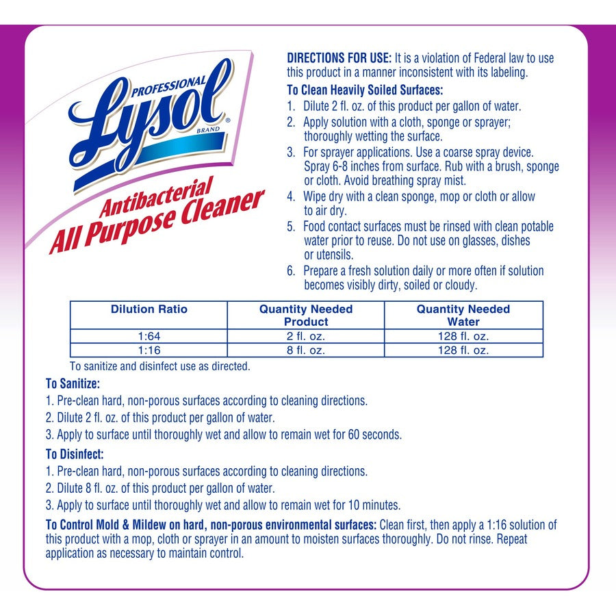 professional-lysol-antibacterial-all-purpose-cleaner-concentrate-128-fl-oz-4-quart-4-carton-heavy-duty-anti-bacterial-disinfectant-clear-fluorescent-green_rac74392ct - 4