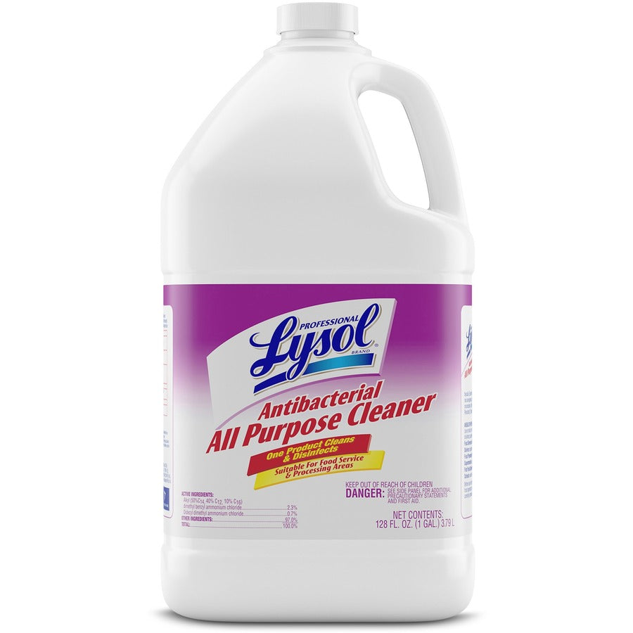 Professional Lysol Antibacterial All Purpose Cleaner - Concentrate - 128 fl oz (4 quart) - 4 / Carton - Heavy Duty, Anti-bacterial, Disinfectant - Clear/Fluorescent Green