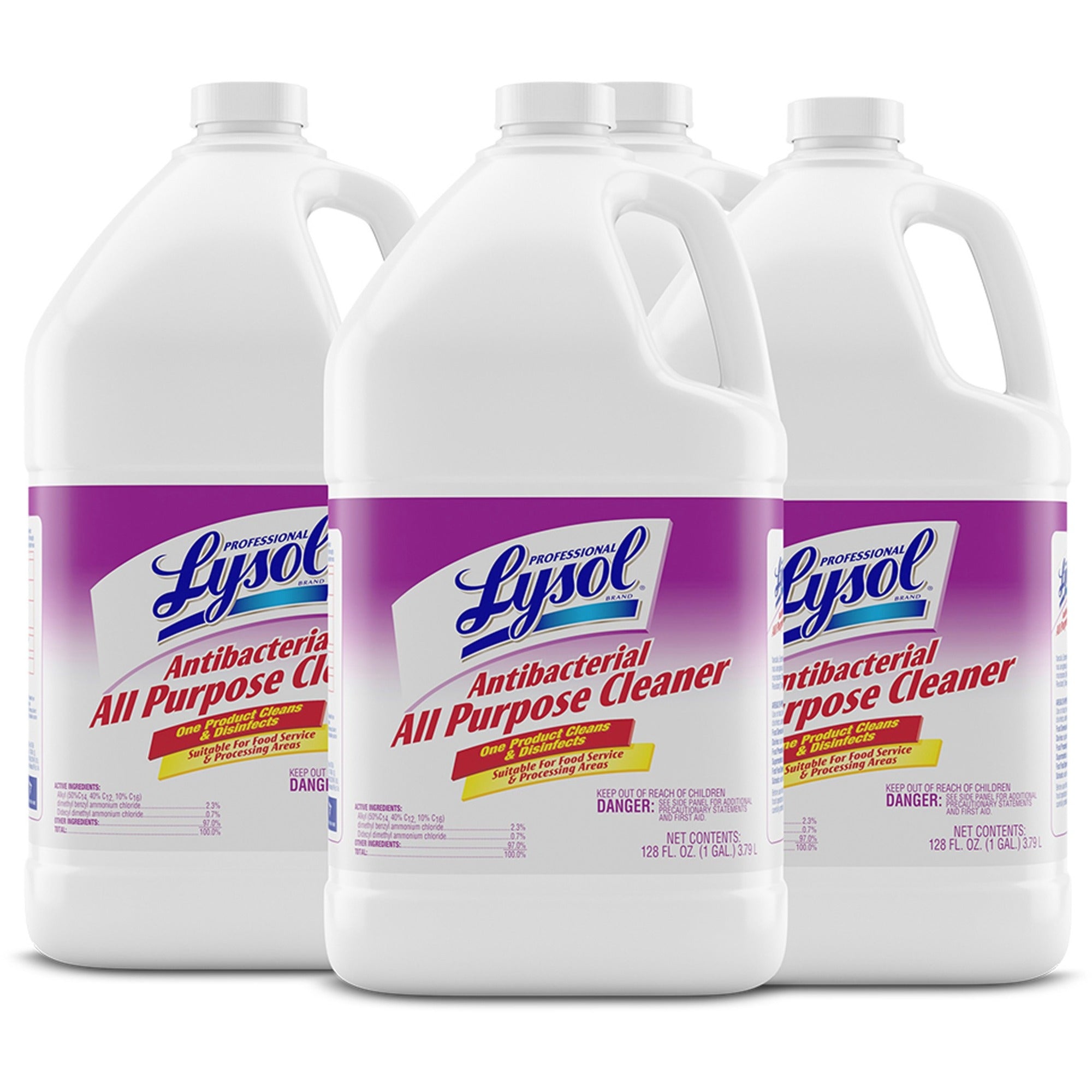 Professional Lysol Antibacterial All Purpose Cleaner - Concentrate - 128 fl oz (4 quart) - 4 / Carton - Heavy Duty, Anti-bacterial, Disinfectant - Clear/Fluorescent Green