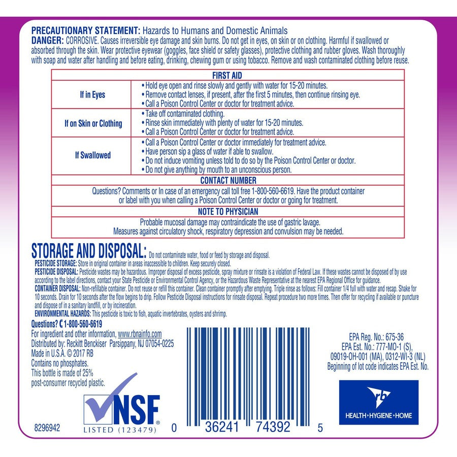 Professional Lysol Antibacterial All Purpose Cleaner - Concentrate - 128 fl oz (4 quart) - 4 / Carton - Heavy Duty, Anti-bacterial, Disinfectant - Clear/Fluorescent Green