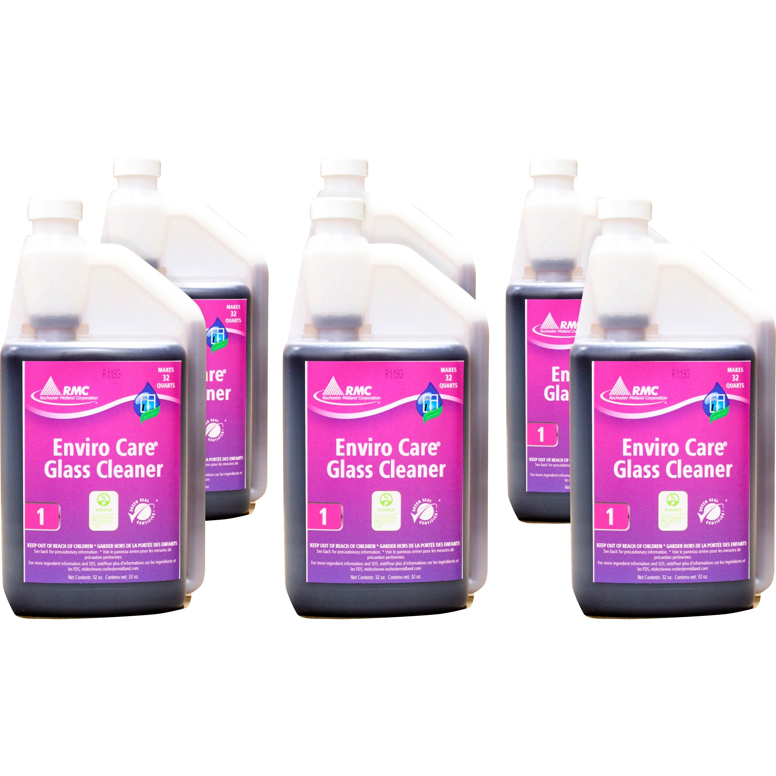 rmc-enviro-care-glass-cleaner-concentrate-32-fl-oz-1-quart-6-carton-bio-based-streak-free-ammonia-free-alcohol-free-purple_rcm12001014ct - 1