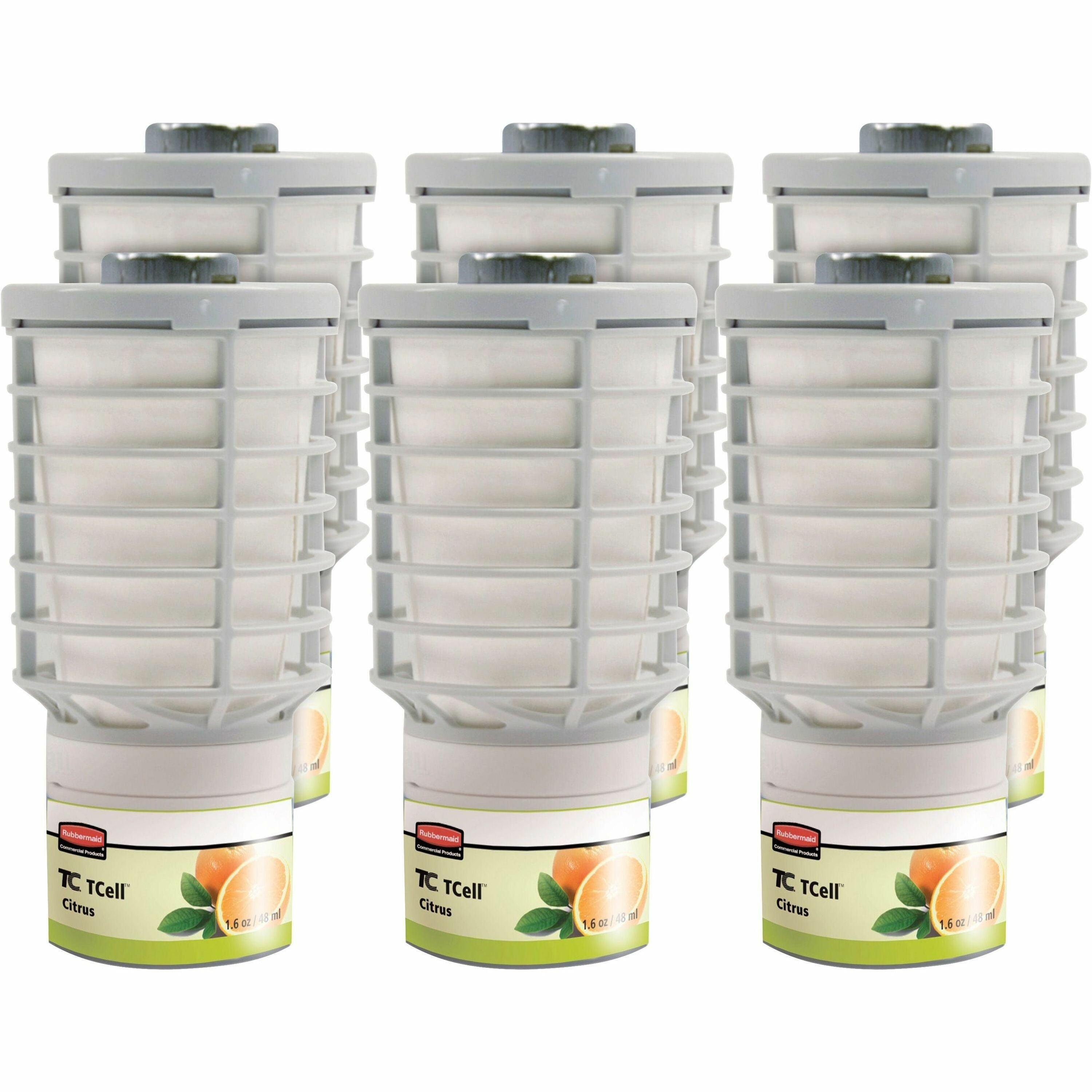 Rubbermaid Commercial TCell Dispenser Fragrance Refill - 6000 ft - Citrus - 60 Day - 6 / Carton - Odor Neutralizer, VOC-free, Recyclable