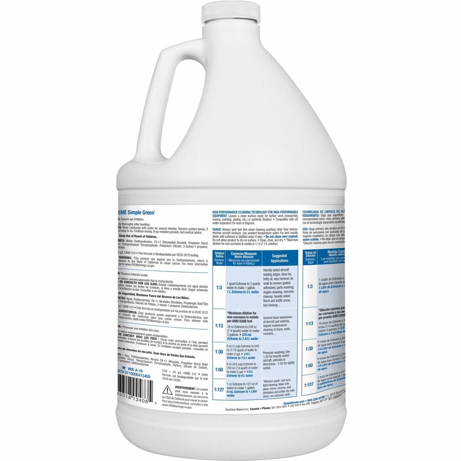 Simple Green Extreme Aircraft/Precision Cleaner - 1 gal - Unscented - 4 / Carton - Clear