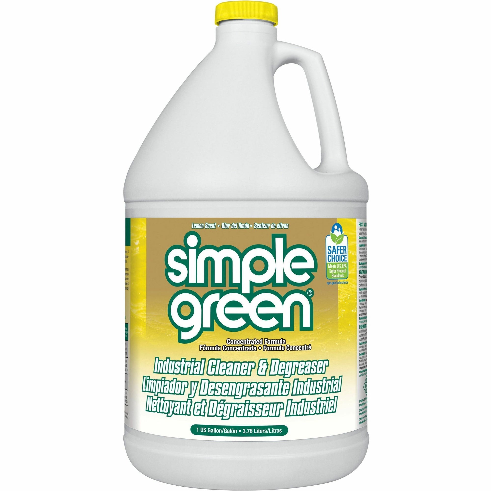 Simple Green Industrial Cleaner/Degreaser - Concentrate - 128 fl oz (4 quart) - Lemon Scent - 6 / Carton - Non-toxic, VOC-free, Butyl-free, Phosphate-free, Non-abrasive, Non-corrosive, Deodorize, Non-flammable - Lemon
