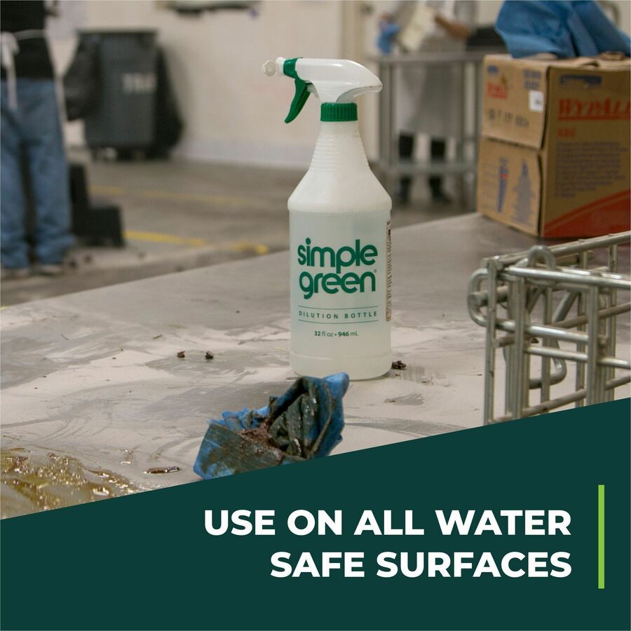 Simple Green Crystal Industrial Cleaner/Degreaser - Concentrate - 128 fl oz (4 quart)Bottle - 6 / Carton - Fragrance-free, Phosphate-free, Non-toxic, Soft, Non-abrasive, Non-flammable, Butyl-free, Unscented, Dye-free - Clear