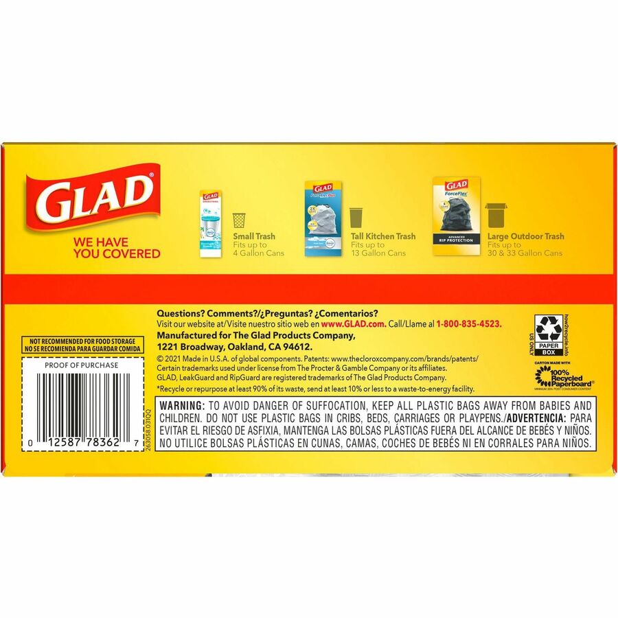 Glad ForceFlex Tall Kitchen Drawstring Trash Bags