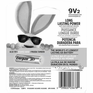 Energizer 9-Volt MAX Alkaline Batteries, 2-Packs - For Multipurpose - 9V - 595 mAh - 9 V DC - 96 / Carton