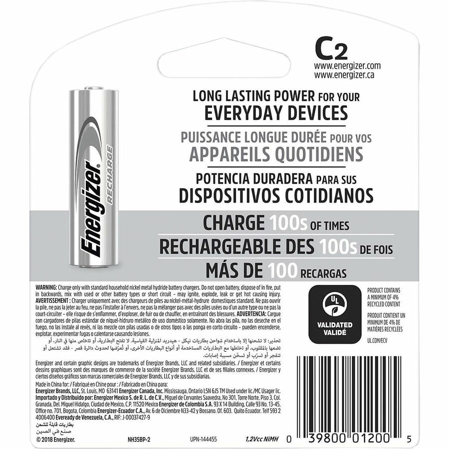 energizer-recharge-universal-rechargeable-c-battery-2-packs-for-multipurpose-battery-rechargeable-c-48-carton_evenh35bp2ct - 2