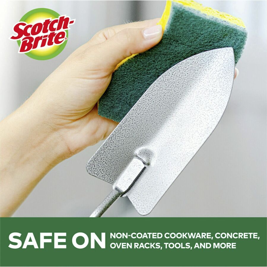 Scotch-Brite Heavy-Duty Scrub Sponges - 2.8" Height x 4.5" Width x 0.6" Depth - 36/Carton - Green, Yellow