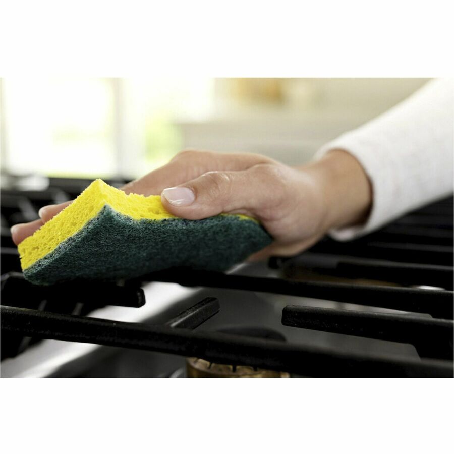 Scotch-Brite Heavy-Duty Scrub Sponges - 2.8" Height x 4.5" Width x 0.6" Depth - 36/Carton - Green, Yellow