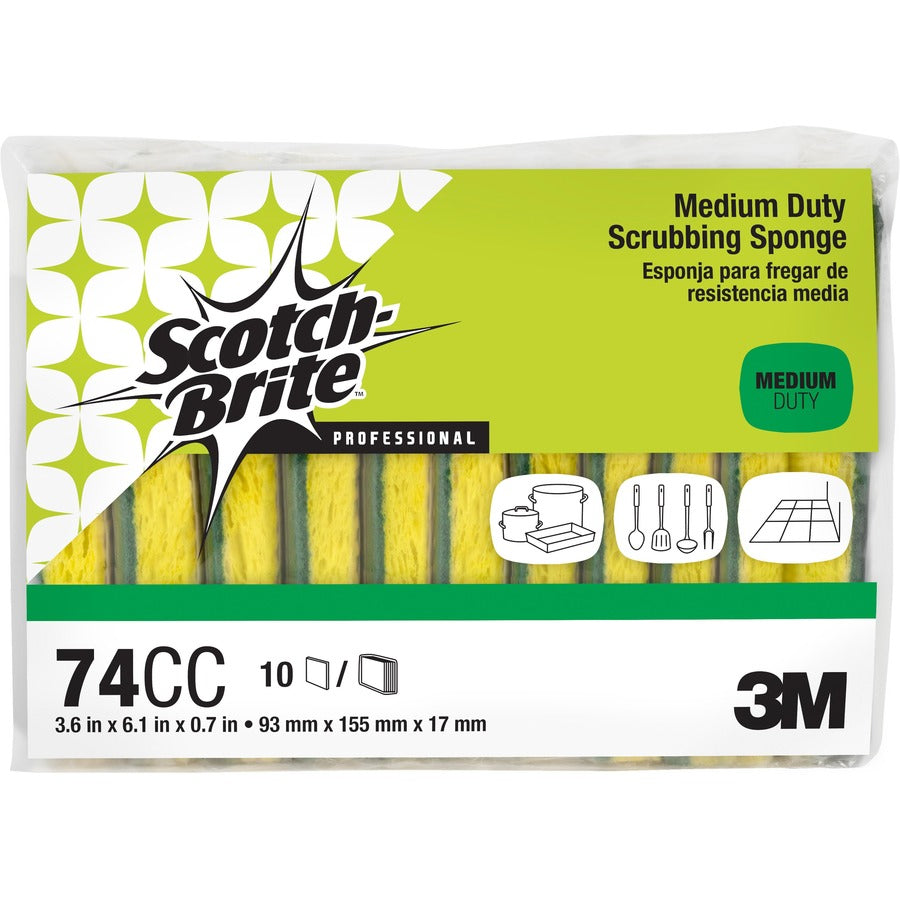 scotch-brite-medium-duty-scrub-sponges-35-height-x-63-width-x-61-length-x-700-mil-thickness-60-carton-cellulose-synthetic-fiber-yellow-green_mmm74ccct - 3