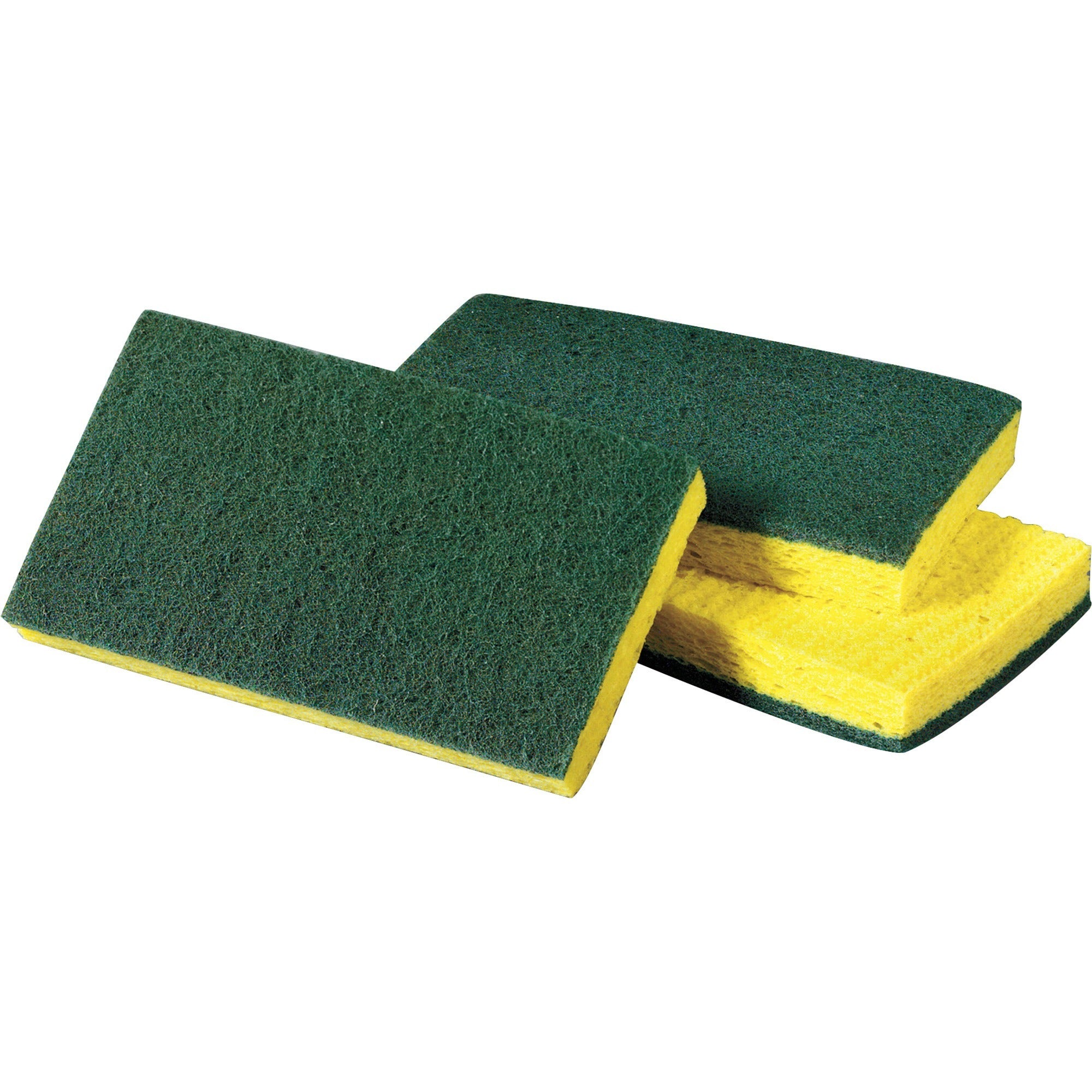 scotch-brite-medium-duty-scrub-sponges-35-height-x-63-width-x-61-length-x-700-mil-thickness-60-carton-cellulose-synthetic-fiber-yellow-green_mmm74ccct - 1