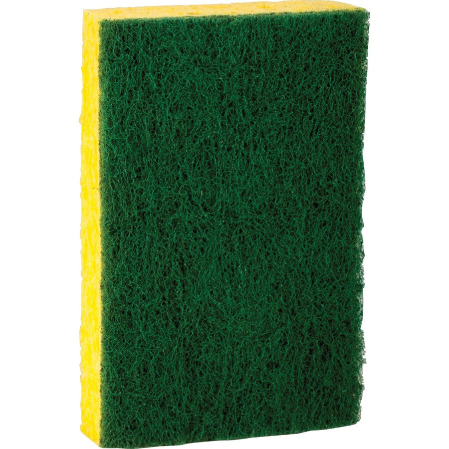 Scotch-Brite Heavy-Duty Scrub Sponges - 2.8" Height x 4.5" Width x 4.5" Length x 590 mil Thickness - 8/Carton - Yellow, Green