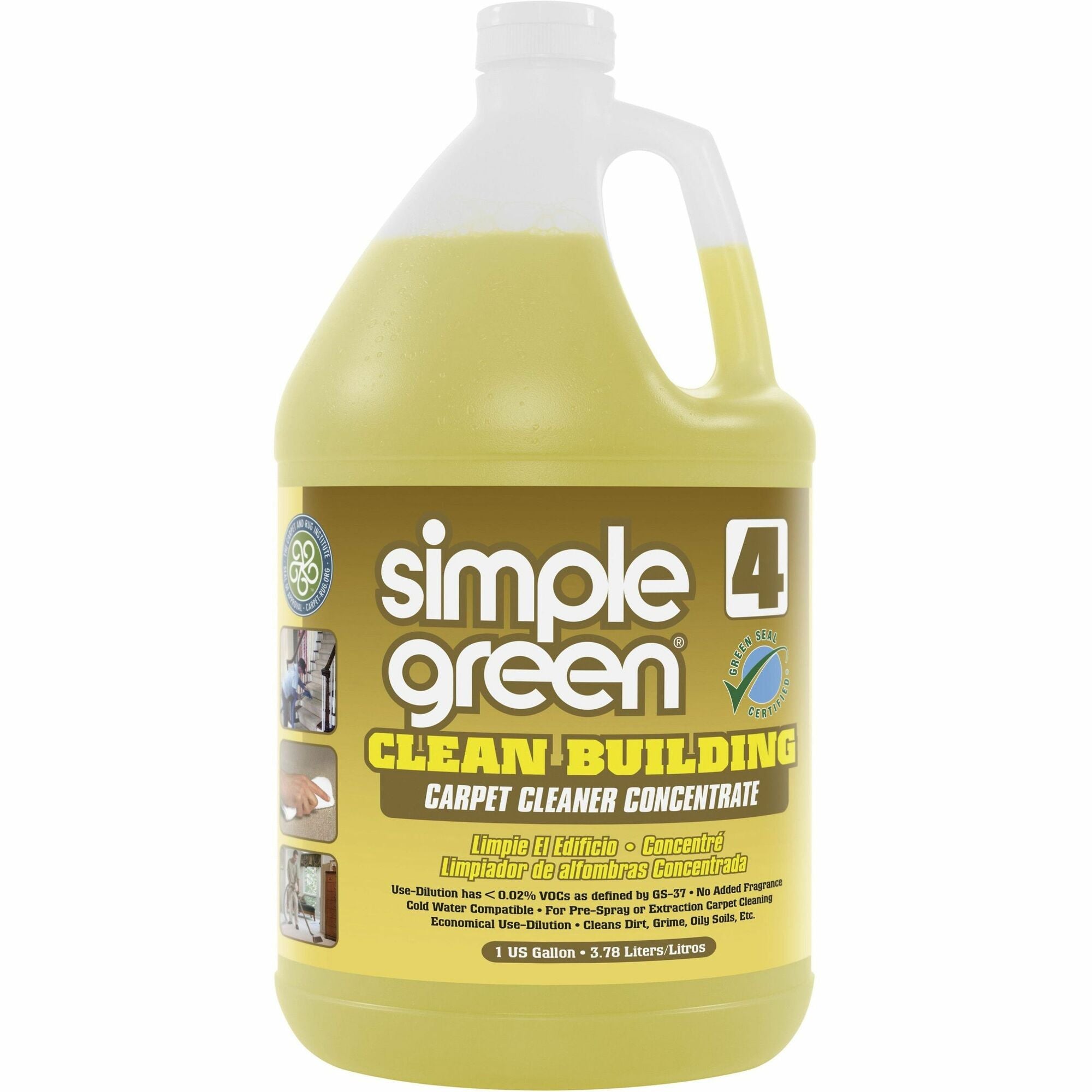 Simple Green Clean Building Carpet Cleaner Concentrate - Concentrate - 128 fl oz (4 quart) - 2 / Carton - Non-toxic, Caustic-free, Organic, Non-flammable, Fragrance-free, Unscented - Sand - 1