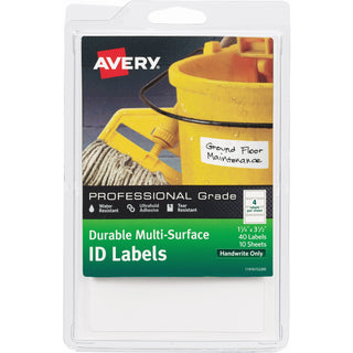 Durable Permanent Multi-Surface ID Labels, Inkjet/Laser Printers, 1.25 x 3.5, White, 4/Sheet, 10 Sheets/Pack