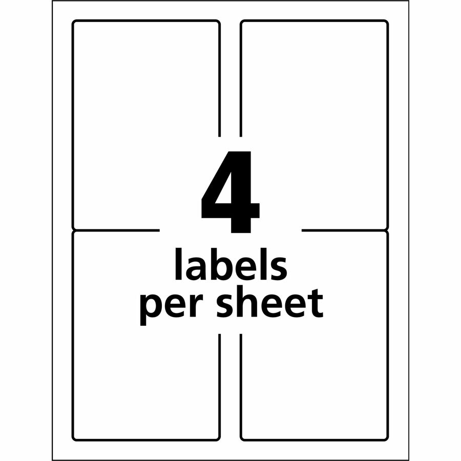 Durable Permanent ID Labels with TrueBlock Technology, Laser Printers, 3.5 x 5, White, 4/Sheet, 50 Sheets/Pack