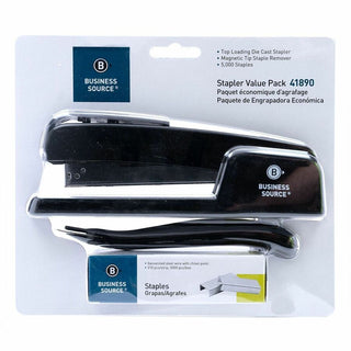 Business Source Standard Stapler Value Pack - 20 Sheets Capacity - 210 Staple Capacity - Full Strip - 1 / Pack - Black