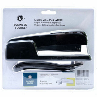 Business Source Standard Stapler Value Pack - 20 Sheets Capacity - 210 Staple Capacity - Full Strip - 1 / Pack - Black