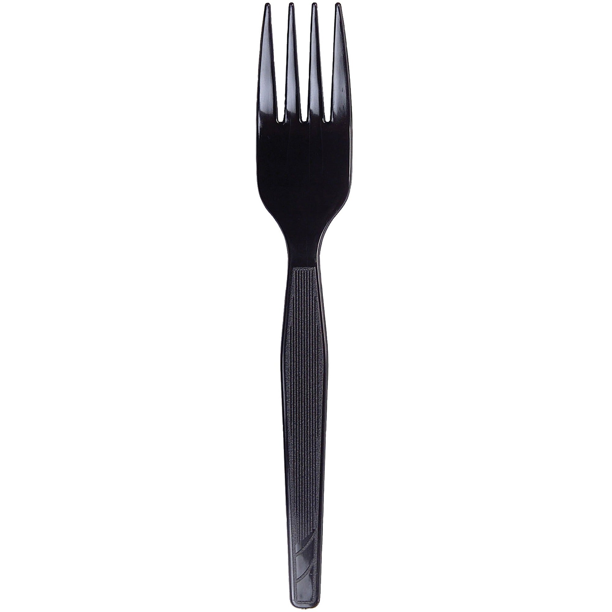 Plastic Cutlery, Heavy Mediumweight Forks, Black, 1,000/Carton