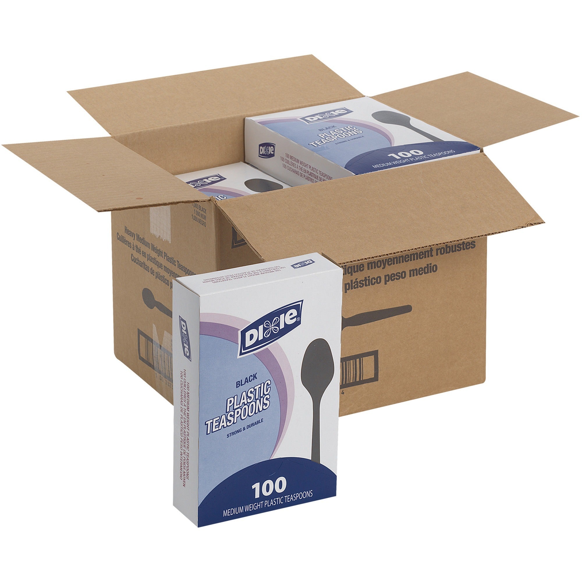 Plastic Cutlery, Heavy Mediumweight Teaspoons, Black, 1,000/Carton