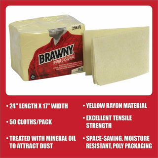 Brawny Professional Disposable Dusting Cloths - 24" Length x 17" Width - 50 / Pack - 4 / Carton - Moisture Resistant, Soft, Strong - Yellow