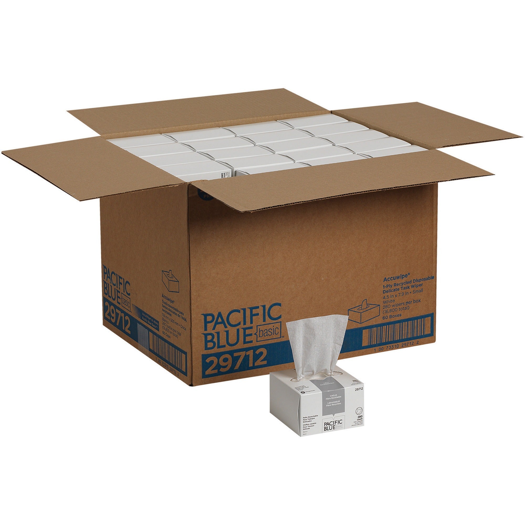 pacific-blue-basic-accuwipe-recycled-disposable-delicate-task-wipers-for-precision-part-instrument-lens-absorbent-soft-non-abrasive-disposable-streak-free-fiber-280-box-60-carton-white_gpc29712ct - 1