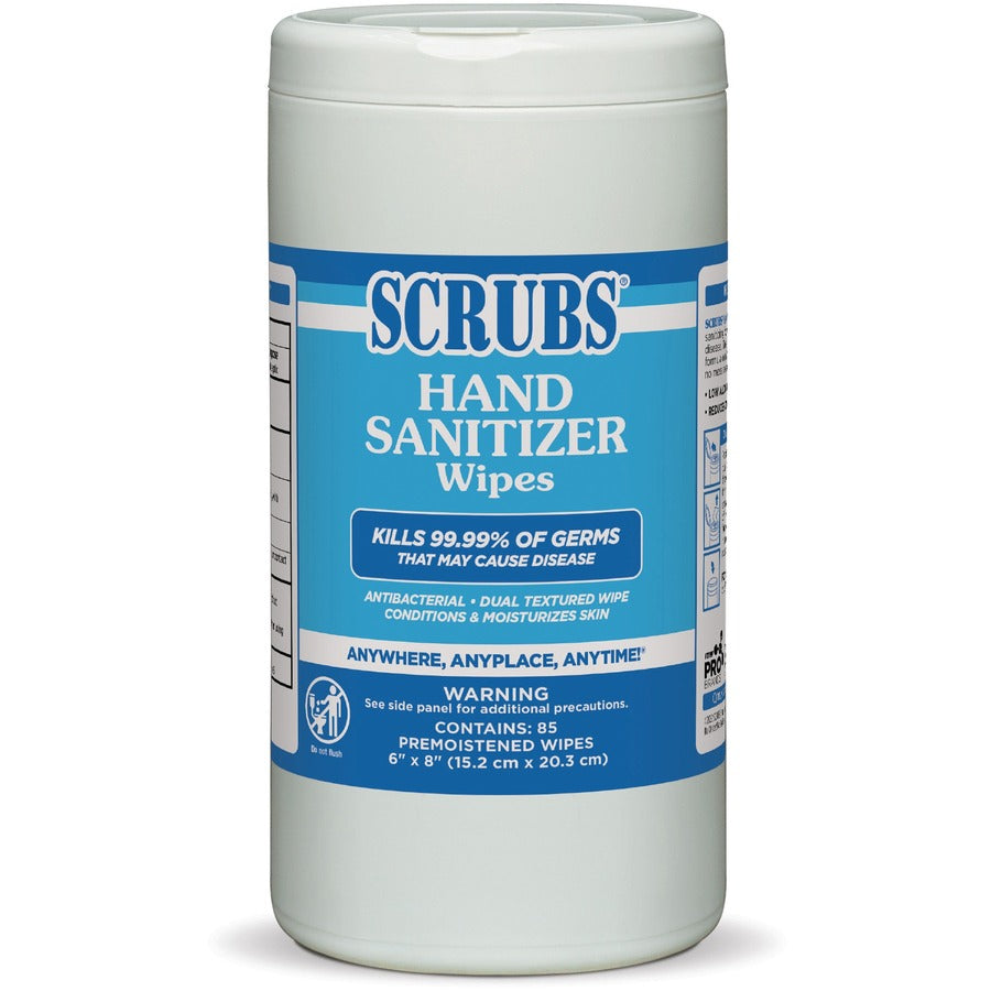 scrubs-hand-sanitizer-wipes-blue-white-abrasive-non-scratching-textured-anti-bacterial-for-hand-85-per-canister-6-carton_itw90985ct - 3