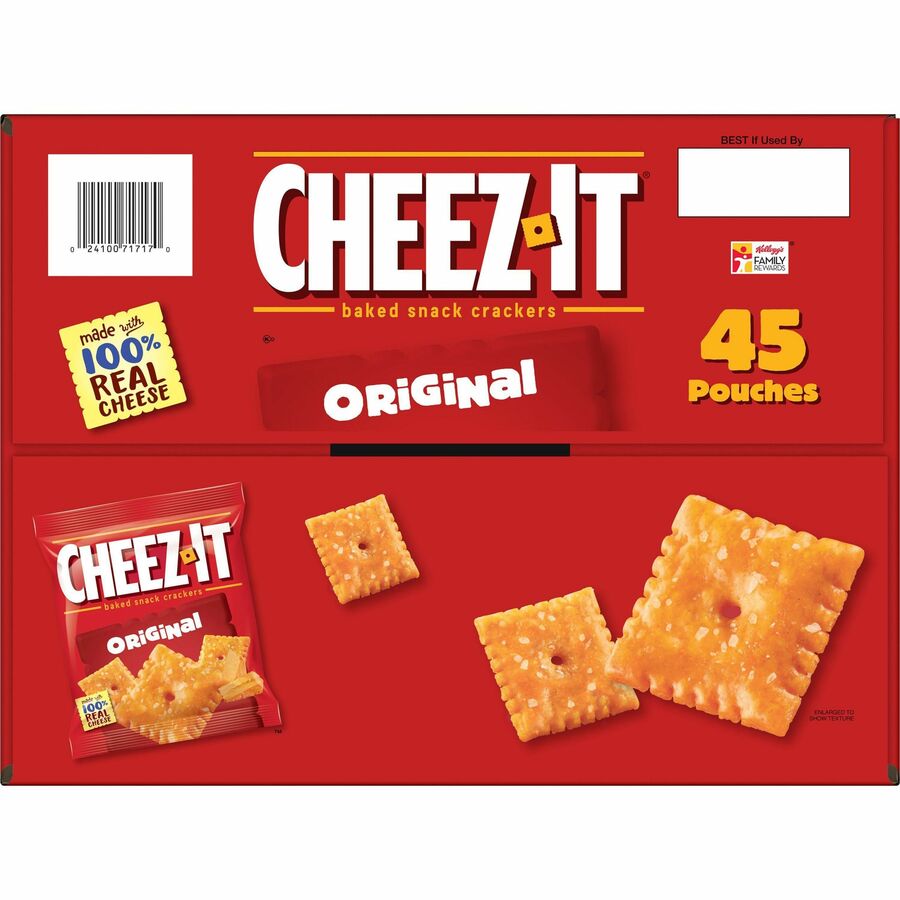 Cheez-It Original Crackers - Low Fat - Cheese - Bag - 1 Serving Pouch - 1.50 oz - 45 / Carton
