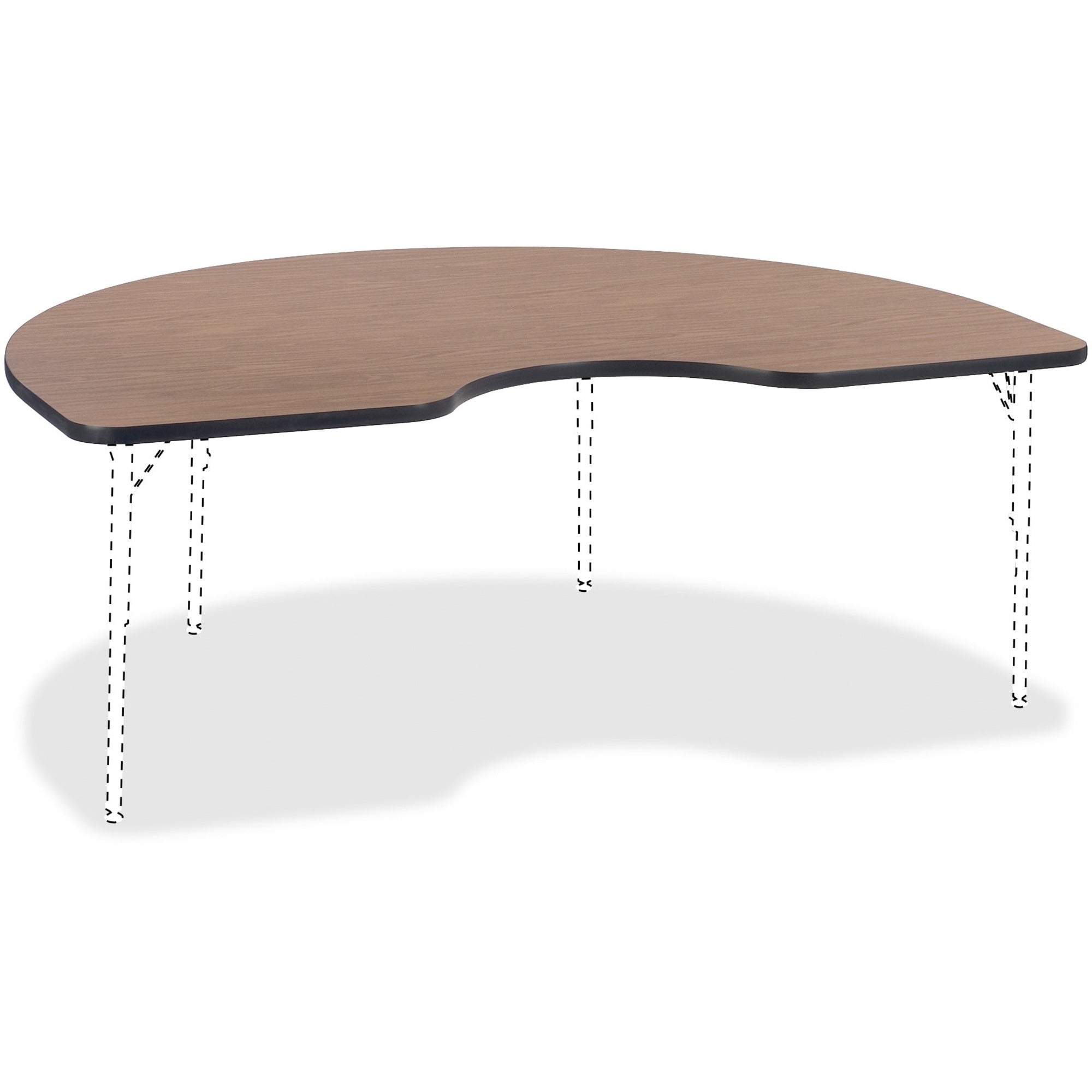 lorell-classroom-activity-tabletop-for-table-tophigh-pressure-laminate-hpl-kidney-shaped-medium-oak-top-x-72-table-top-width-x-48-table-top-depth-x-113-table-top-thickness-1-each_llr99898 - 1