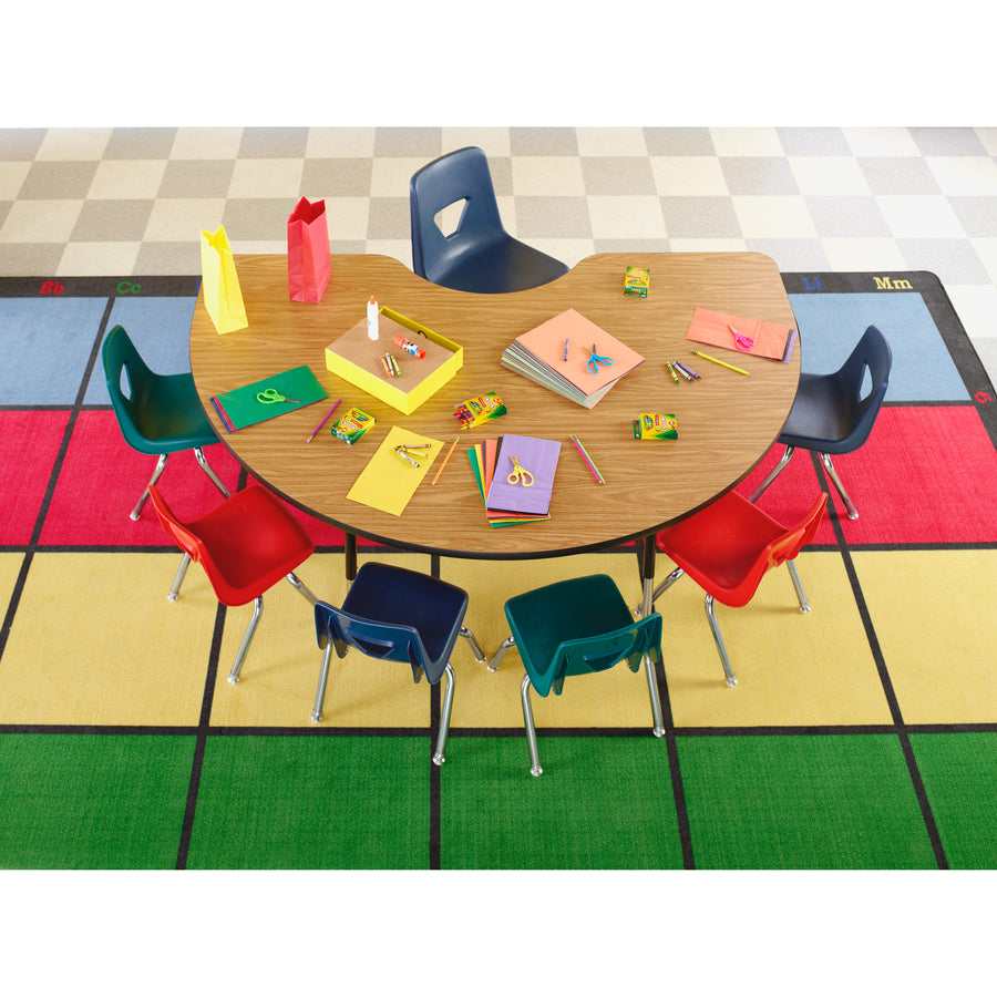 lorell-classroom-activity-tabletop-for-table-tophigh-pressure-laminate-hpl-kidney-shaped-medium-oak-top-x-72-table-top-width-x-48-table-top-depth-x-113-table-top-thickness-1-each_llr99898 - 3